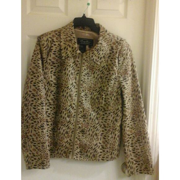 Terry Lewis Classic Luxuries Jacket animal print women's size large, cotton blnd - Picture 1 of 3